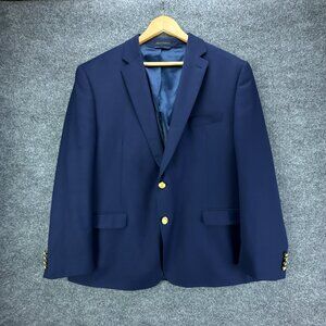 Lauren Ralph Lauren Blazer Mens 46R Blue Wool‎ Blend Coolmax Gold Buttons